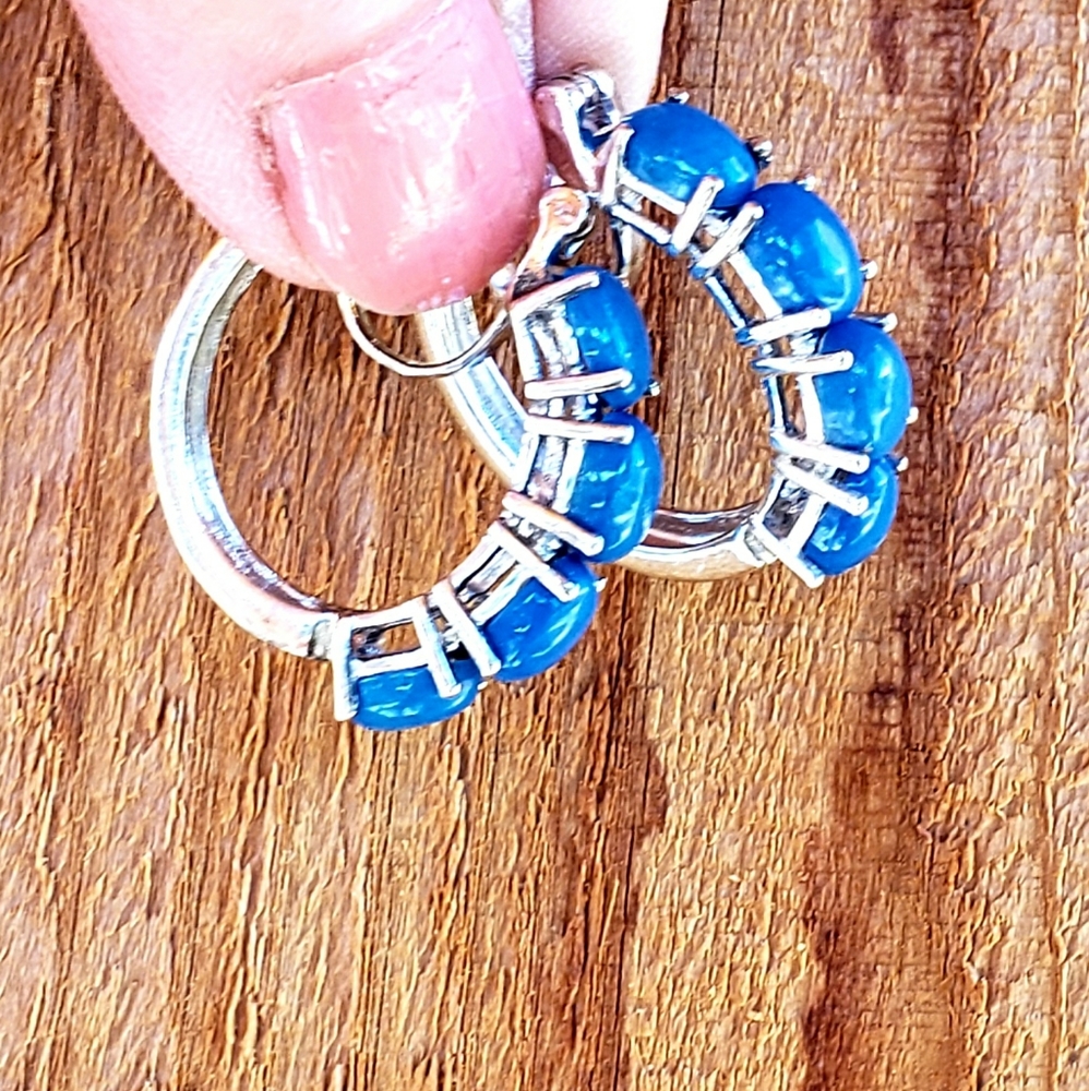 Natural Ceruleite Hoop Rearrings